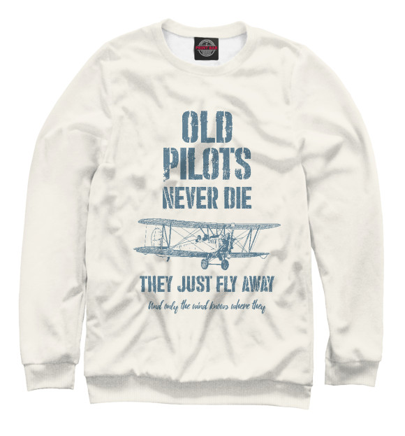 Свитшот для мальчиков с изображением Старые пилоты не умирают цвета Белый