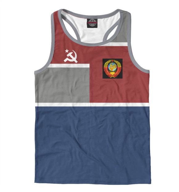 Мужская майка-борцовка с изображением СССР цвета Белый