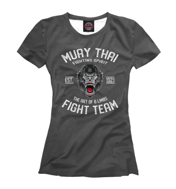 Женская футболка с изображением Muay Thai Fight Gorilla цвета Белый