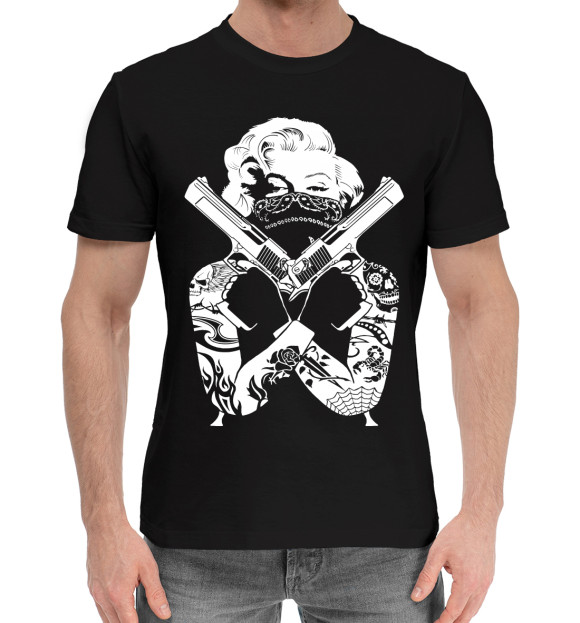 Мужская хлопковая футболка с изображением Marilyn Monroe цвета Черный