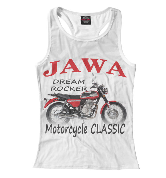 Женская майка-борцовка с изображением JAWA цвета Белый