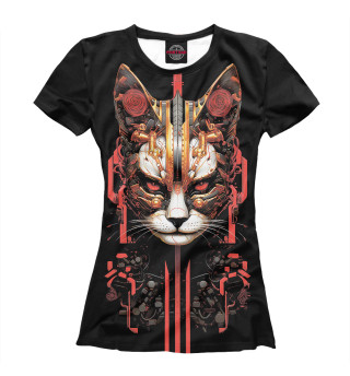 Женская футболка Магический кот киборг