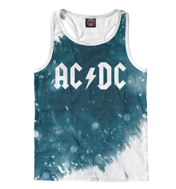 Мужская майка-борцовка с изображением AC/DC цвета Белый