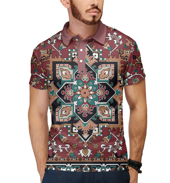 Мужское поло с притом Ковер цвета Белый Мужское поло с изображением Ковер цвета Белый