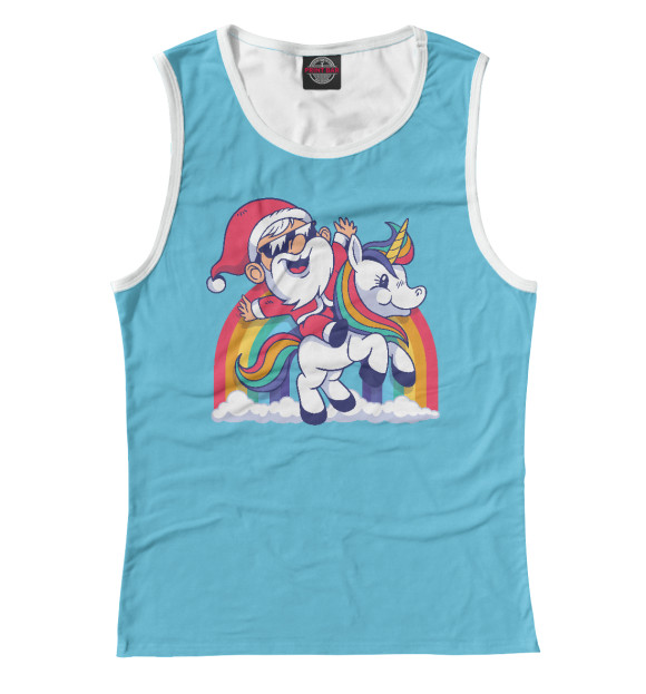 Майка для девочки с изображением Санта и единорог цвета Белый