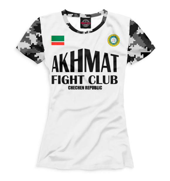 Женская футболка с изображением Akhmat Fight Club цвета Белый