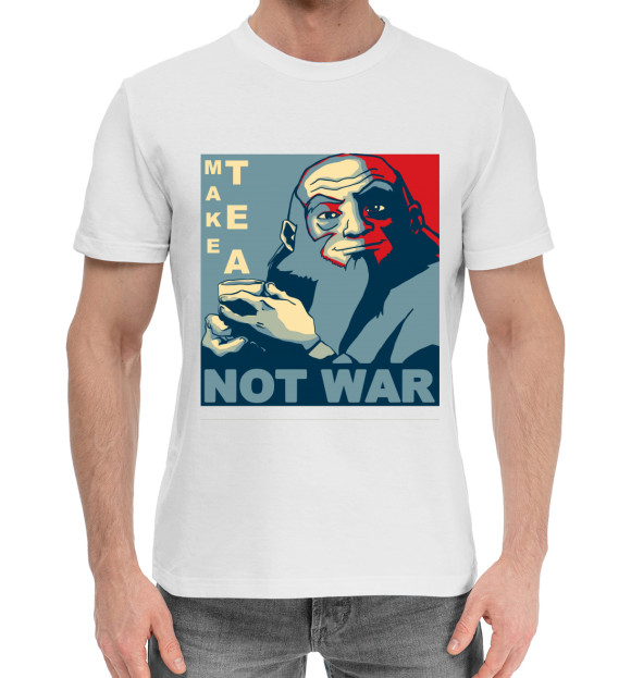 Мужская хлопковая футболка с изображением Делайте чай, а не войну цвета Белый