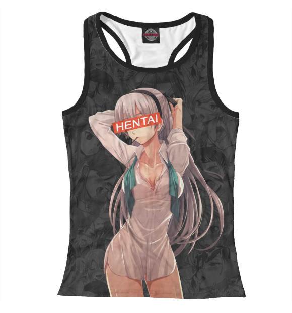 Женская майка-борцовка с притом Hentai цвета Белый Женская майка-борцовка с изображением Hentai цвета Белый