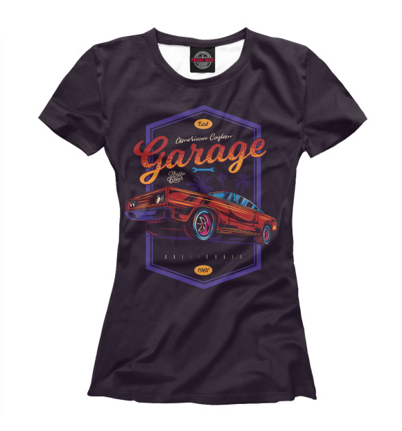 Футболка для девочек с изображением Garage цвета Белый