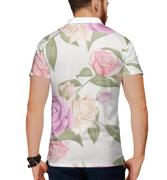 Мужское поло с изображением Rose pattern цвета Белый