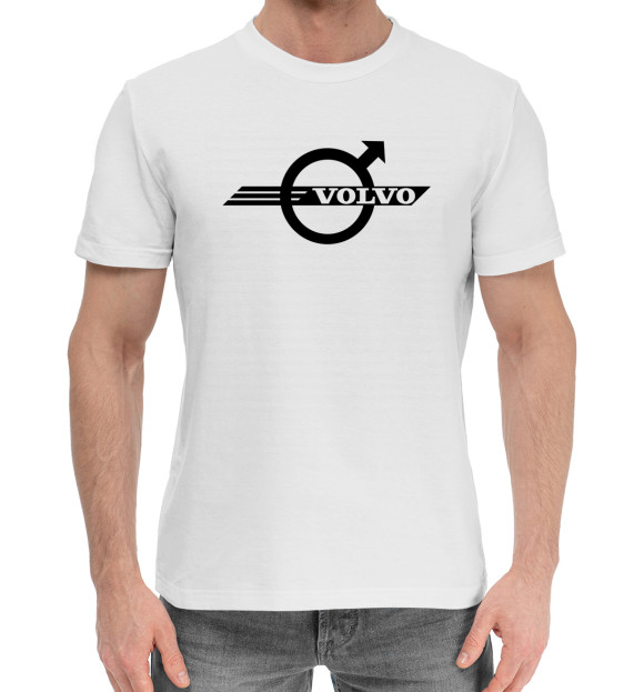 Мужская хлопковая футболка с изображением Volvo цвета Белый