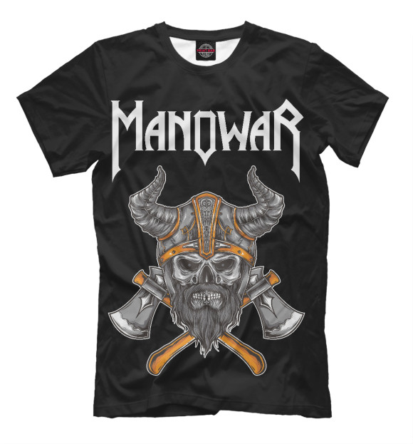 Мужская футболка с изображением Manowar цвета Белый