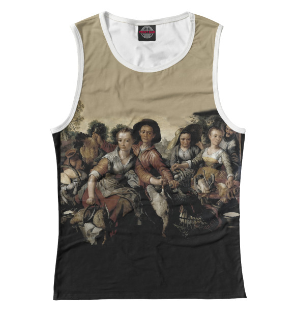 Майка для девочки с изображением Beuckelaer  пикник цвета Белый