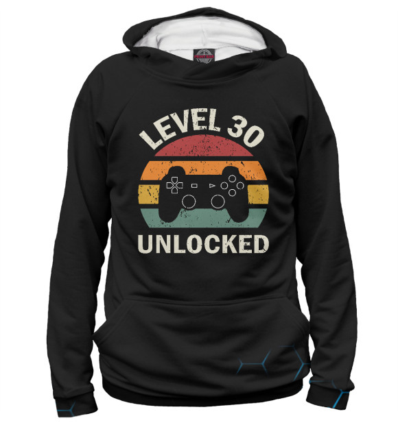Мужское худи с изображением Level 30 Unlocked цвета Белый