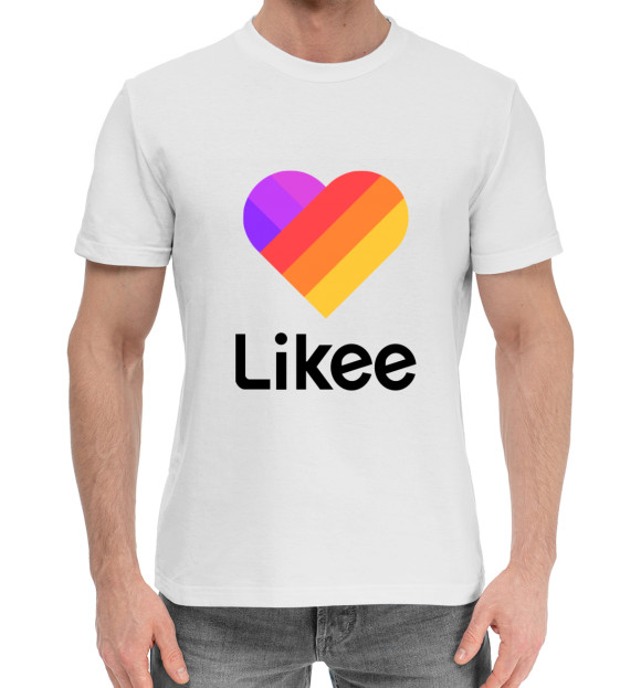 Мужская хлопковая футболка с изображением Likee | Лайки цвета Белый