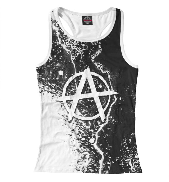 Женская майка-борцовка с изображением Символ Анархии цвета Белый