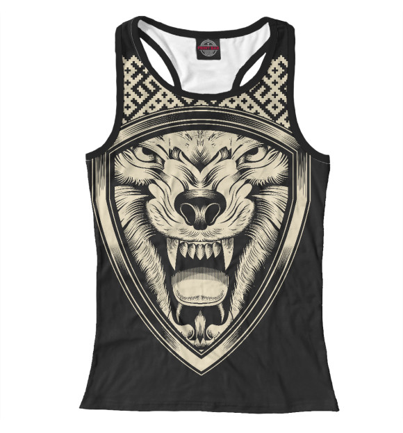 Женская майка-борцовка с изображением Волк цвета Белый