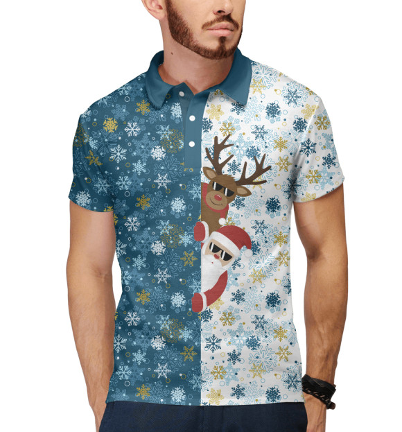 Мужское поло с изображением С Новым Годом! цвета Белый