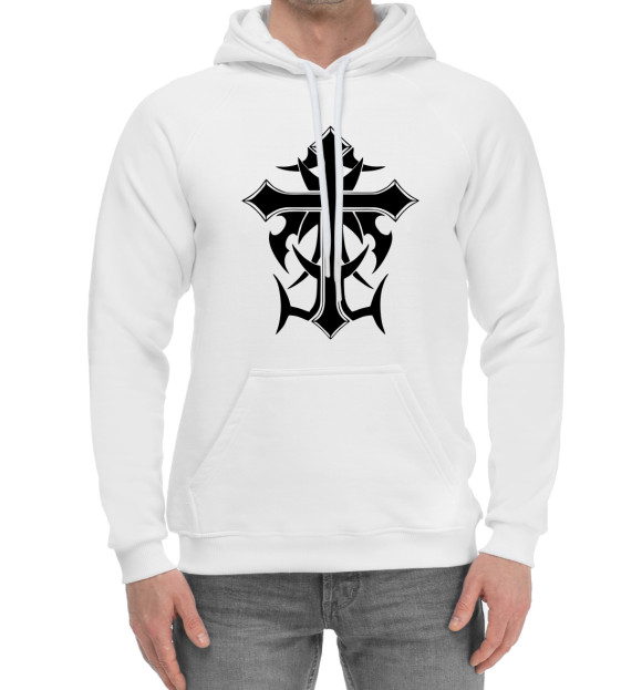 Мужской хлопковый худи с изображением Тату цвета Белый