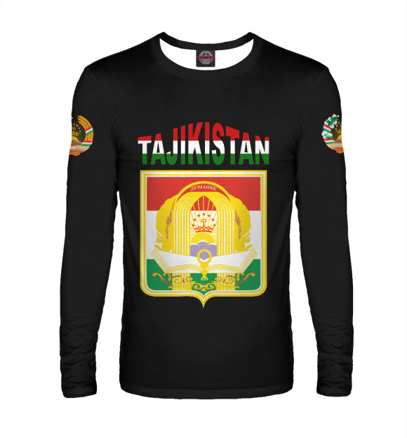 Мужской лонгслив с изображением Tajikistan цвета Белый