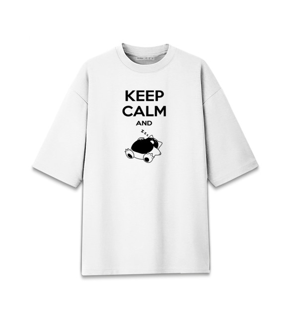 Женская футболка оверсайз с притом Keep calm and zzz funny цвета Белый Женская футболка оверсайз с изображением Keep calm and zzz funny цвета Белый