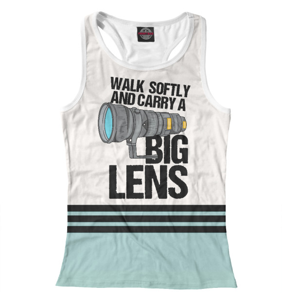 Женская майка-борцовка с притом Photographer big lens цвета Белый Женская майка-борцовка с изображением Photographer big lens цвета Белый
