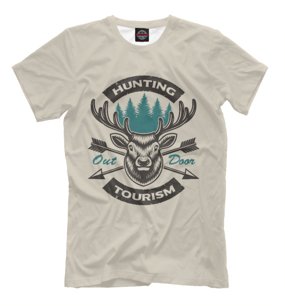 Мужская футболка с изображением Охотничий туризм цвета Белый