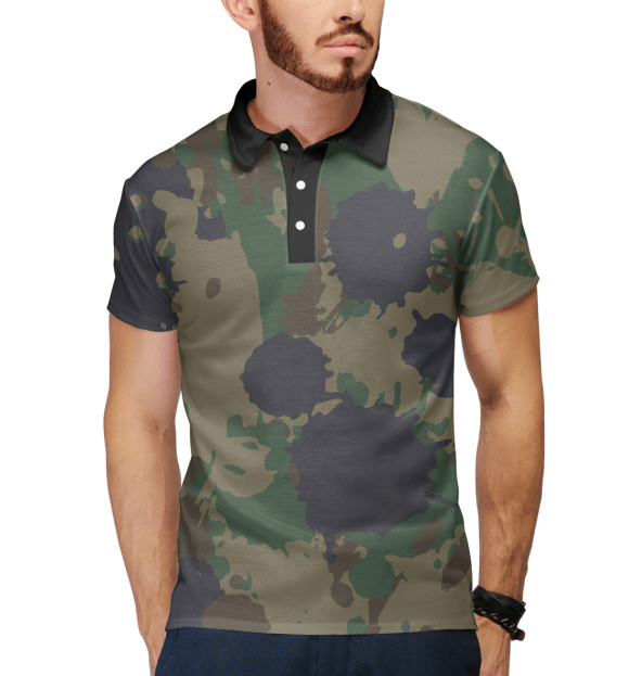 Мужское поло с притом Камуфляж: Брызги красок. цвета Белый Мужское поло с изображением Камуфляж: Брызги красок. цвета Белый