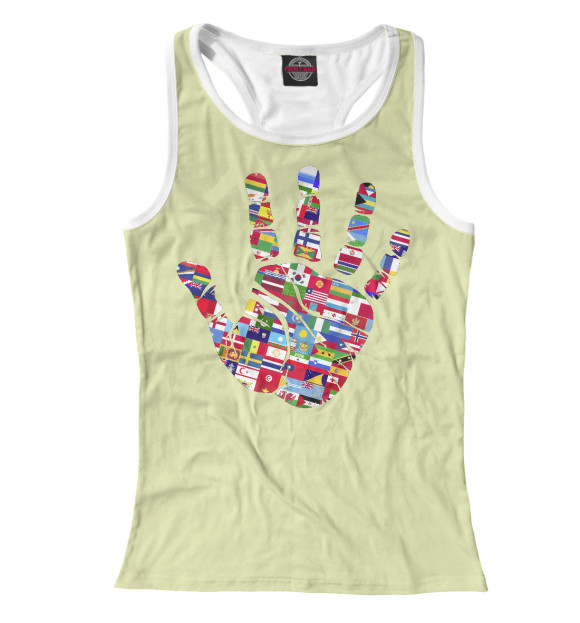 Женская майка-борцовка с изображением Мир цвета Белый