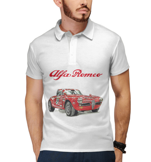 Мужское поло с изображением Alfa Romeo motorsport цвета Белый
