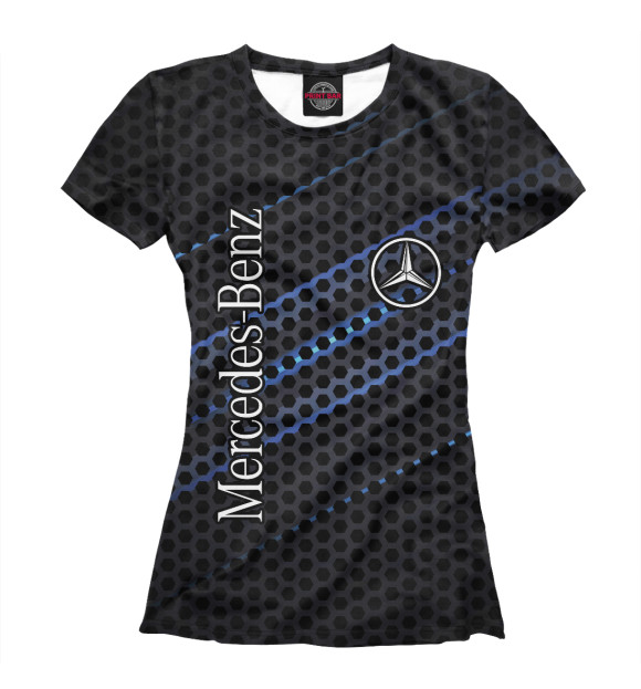 Женская футболка с изображением Mercedes logo neon цвета Белый