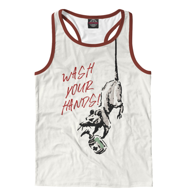Мужская майка-борцовка с изображением Wash your hands цвета Белый