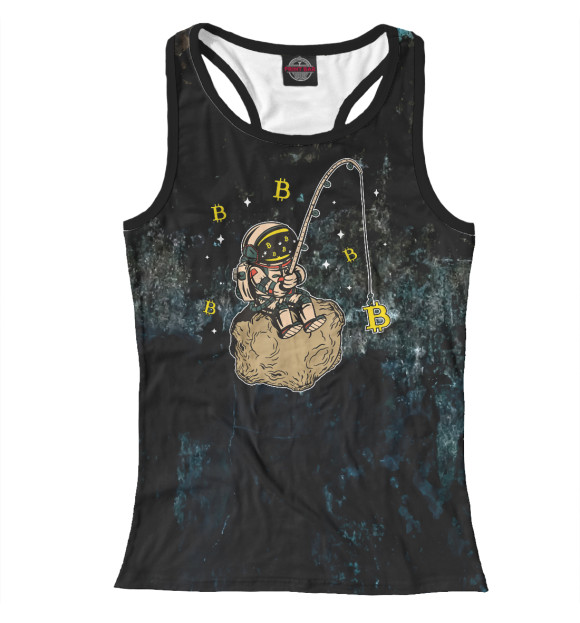 Женская майка-борцовка с изображением Space Crypto BTC цвета Белый