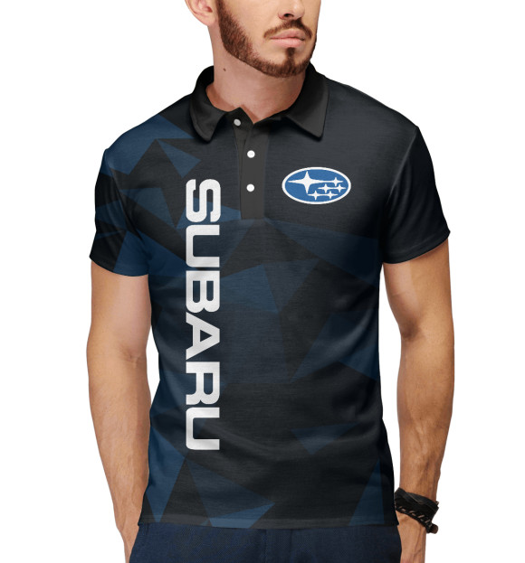 Мужское поло с изображением Subaru | Субару | Авто цвета Белый