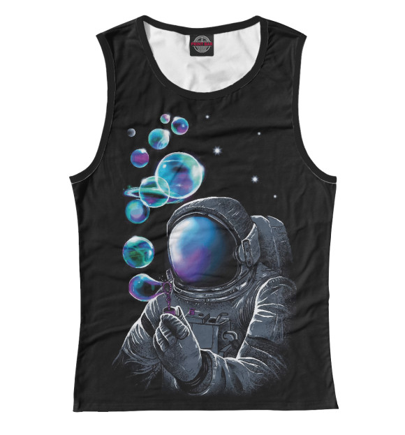 Женская майка с изображением Космонавт и планеты цвета Белый