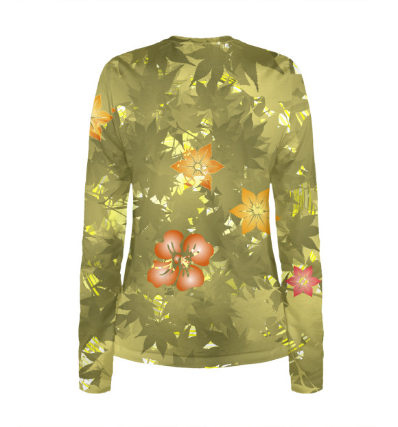 Женский лонгслив с изображением Цветы в хаосе цвета Белый