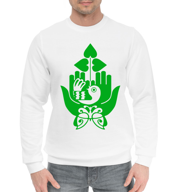 Мужской хлопковый свитшот с изображением Эколог цвета Белый