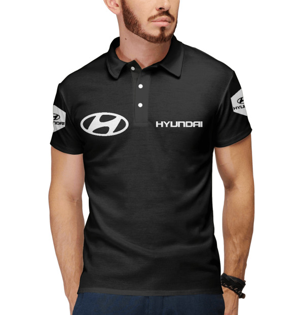 Мужское поло с изображением Hyundai цвета Белый