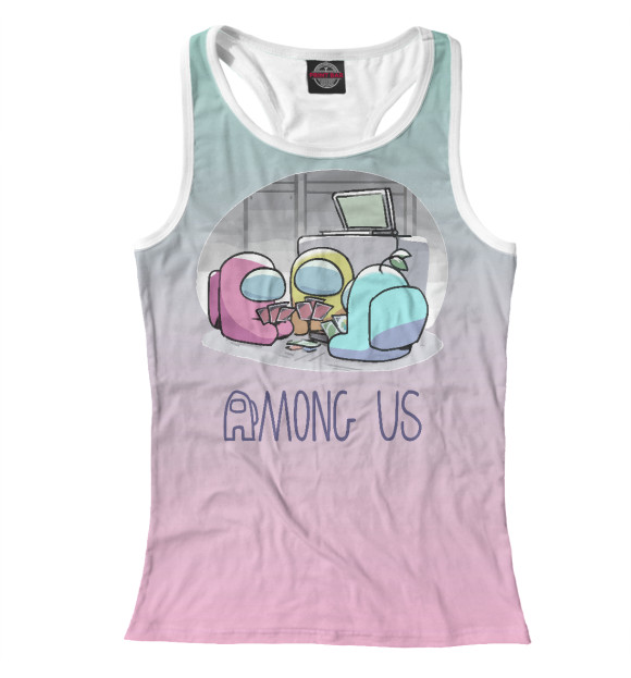 Женская майка-борцовка с изображением Among Us цвета Белый