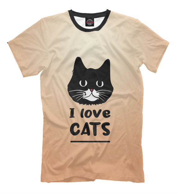 Футболка для мальчиков с изображением I love Cats (градиент) цвета Белый