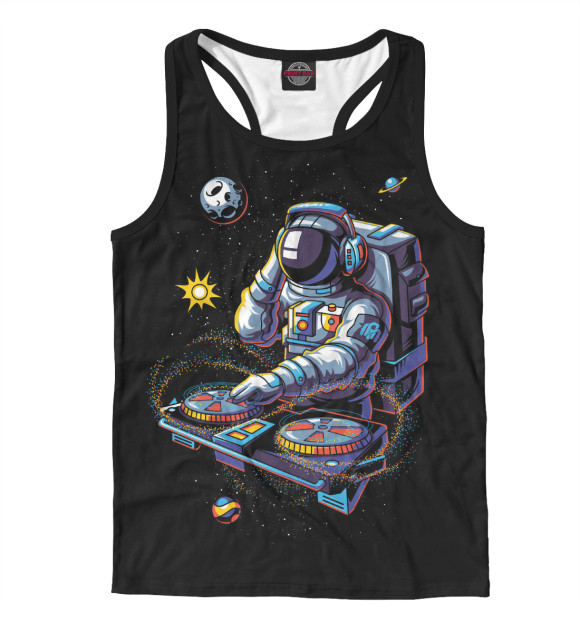 Мужская майка-борцовка с изображением Космо-Диджей цвета Белый