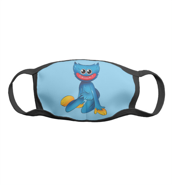 Маска тканевая с изображением Poppy Playtime Хагги Вагги (голубой фон) цвета Белый