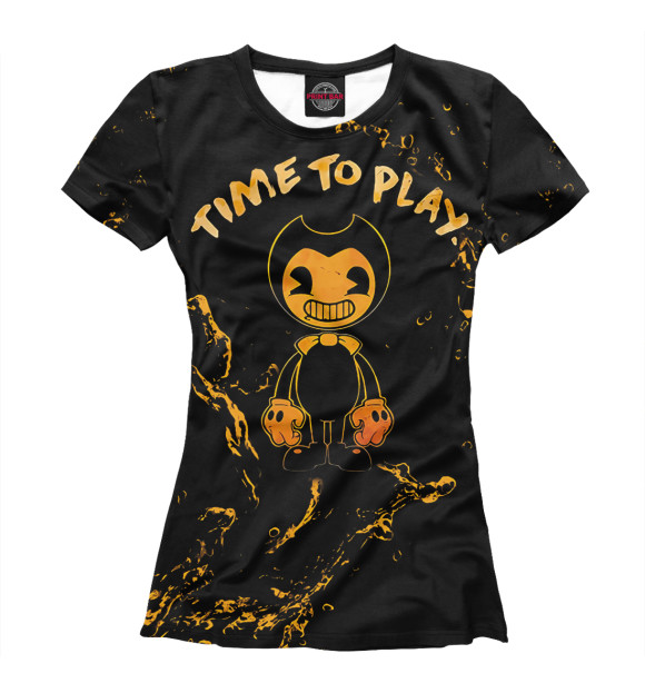 Футболка для девочек с изображением Bendy and the ink machine цвета Белый