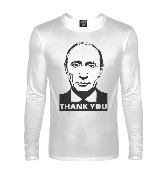 Мужской лонгслив с изображением Putin - Thank You цвета Белый