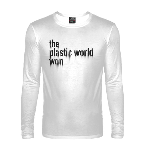 Мужской лонгслив с изображением Пластмассовый мир победил цвета Белый