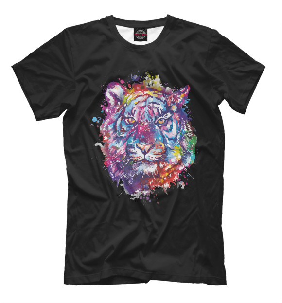 Футболка для мальчиков с изображением Color Tiger цвета Белый