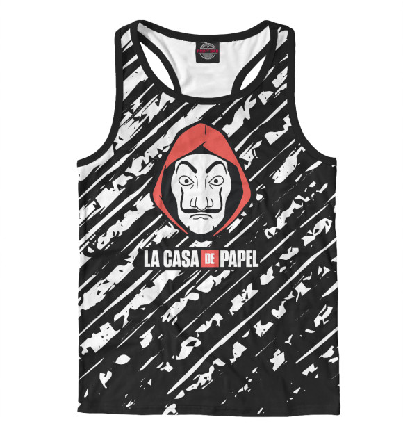 Мужская майка-борцовка с притом Бумажный Дом цвета Белый Мужская майка-борцовка с изображением Бумажный Дом цвета Белый