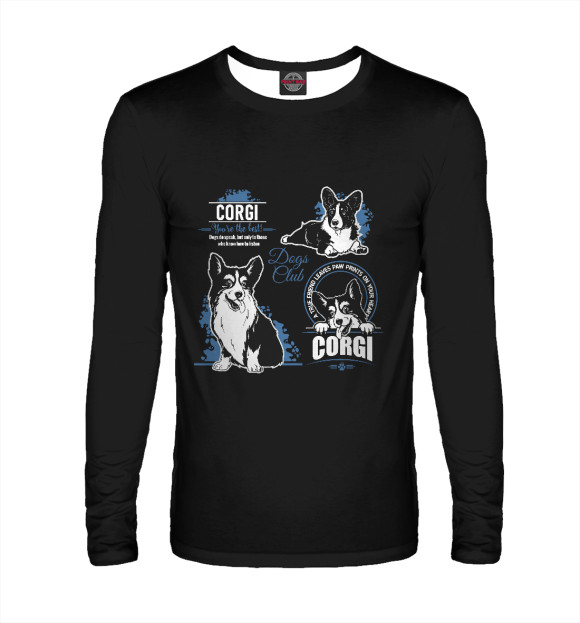 Мужской лонгслив с изображением Corgi цвета Белый