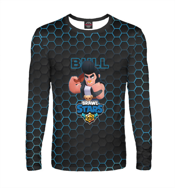 Мужской лонгслив с изображением Булл. Brawl Stars цвета Белый