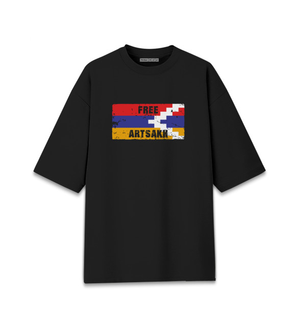 Женская футболка оверсайз с изображением Free Artsakh цвета Черный